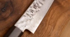 Hayabusa Petty VG-10 Tsuchime Damascus Ebony 150mm (5.9") -Sharp Edge Shop 420107071675 HayabusaPettyVG 10TsuchimeDamascus150mm monoebonyhandle 5