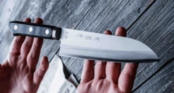 Kawamura Aoki Santoku Black 165mm (6.5") -Sharp Edge Shop KawamuraAokiWarikomiSantokuBlack165mm 3