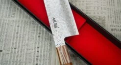 Kotetsu Gyuto VG-10 Damascus 210mm (8.2") 7 Kotetsu Gyuto VG-10 Damascus 210mm (8.2") -Sharp Edge Shop KotetsuGyutoSantokuSet 4