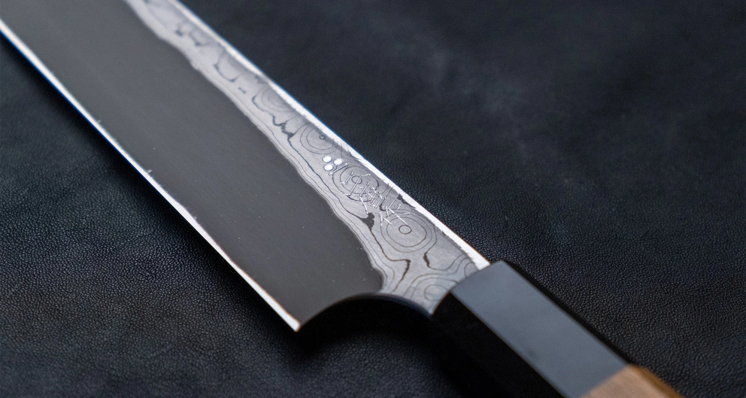 Nigara Kurozome Yanagiba Aogami #2 Damascus 270mm (10.6") 7 Nigara Kurozome Yanagiba Aogami #2 Damascus 270mm (10.6") - Image 7