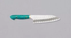 Nigara Santoku SG2 Migaki Tsuchime Green-Turquoise 180mm (7.1")