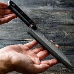 Kawamura Aoki Santoku Black 165mm (6.5") -Sharp Edge Shop WarikomiAokiSantoku 2