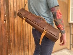 SharpEdge Chef's Leather Knife Roll [brown] / Holds 10 Knives -Sharp Edge Shop brownleatherkniferoll1